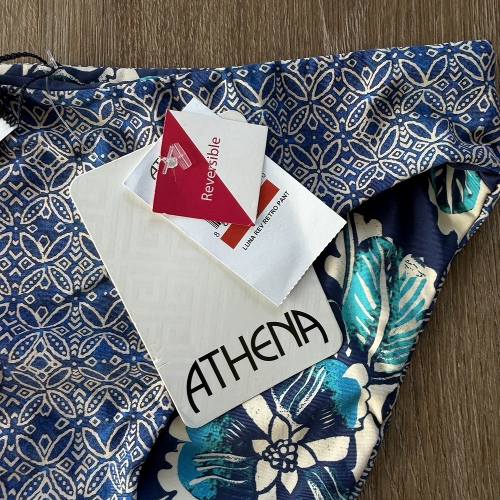 Athena Reversible Luna Retro Swim Bottoms Blue Women's Sz XS NWT - Picture 2 of 7